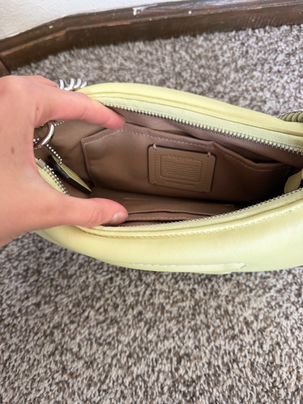 Coach- Teri Shoulder Bag With Signature Quilting (Silver/Pale Lime) - Picture 7 of 9